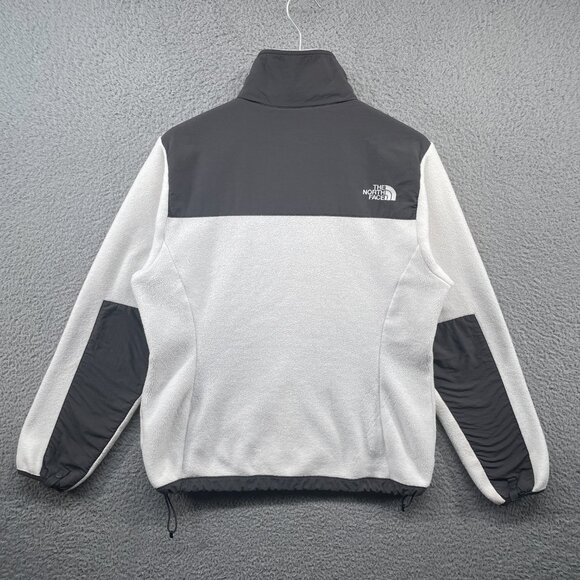 The North Face Denali Fleece Jacket White Gray Nylon Shell Panelled Medium - Picture 14 of 15